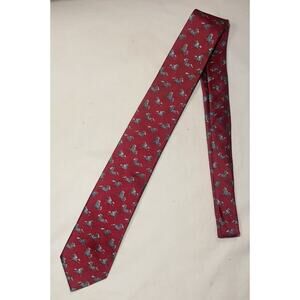 HERMES Red Horses 339261T 100% Silk Tie Authentic